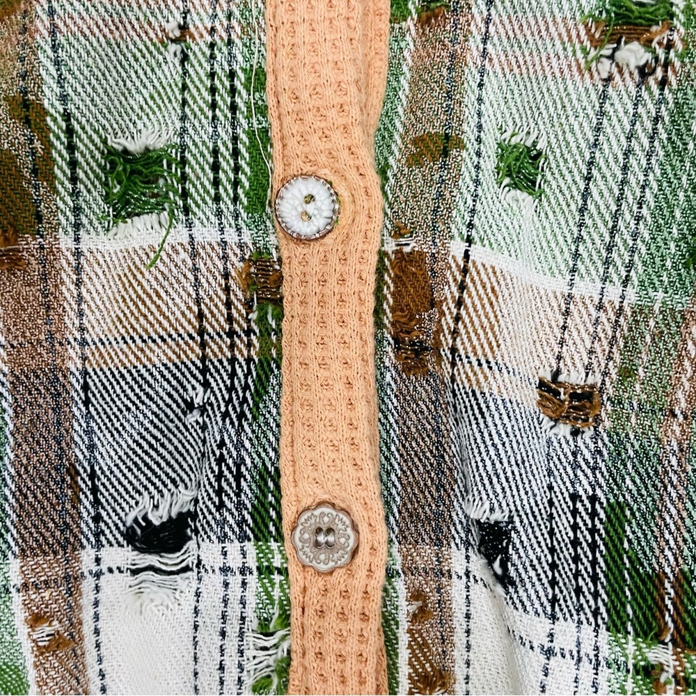 Pol Distressed Crochet Patchwork Oversized Balloo… - image 7